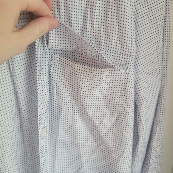 EXPRESS White and Blue Polka Dot Button Up Down Top Women's Small S - Picture 5 of 5
